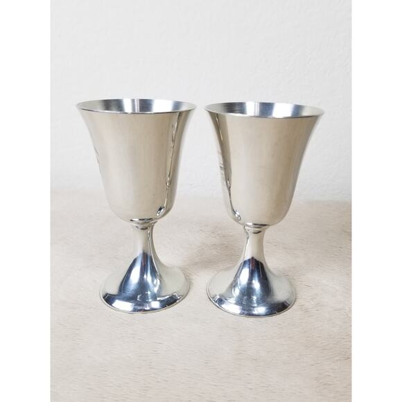 Roche Water Goblet 5" Towle Pewter Set of 2 Home Decor Vintage Collectible - Picture 4 of 10